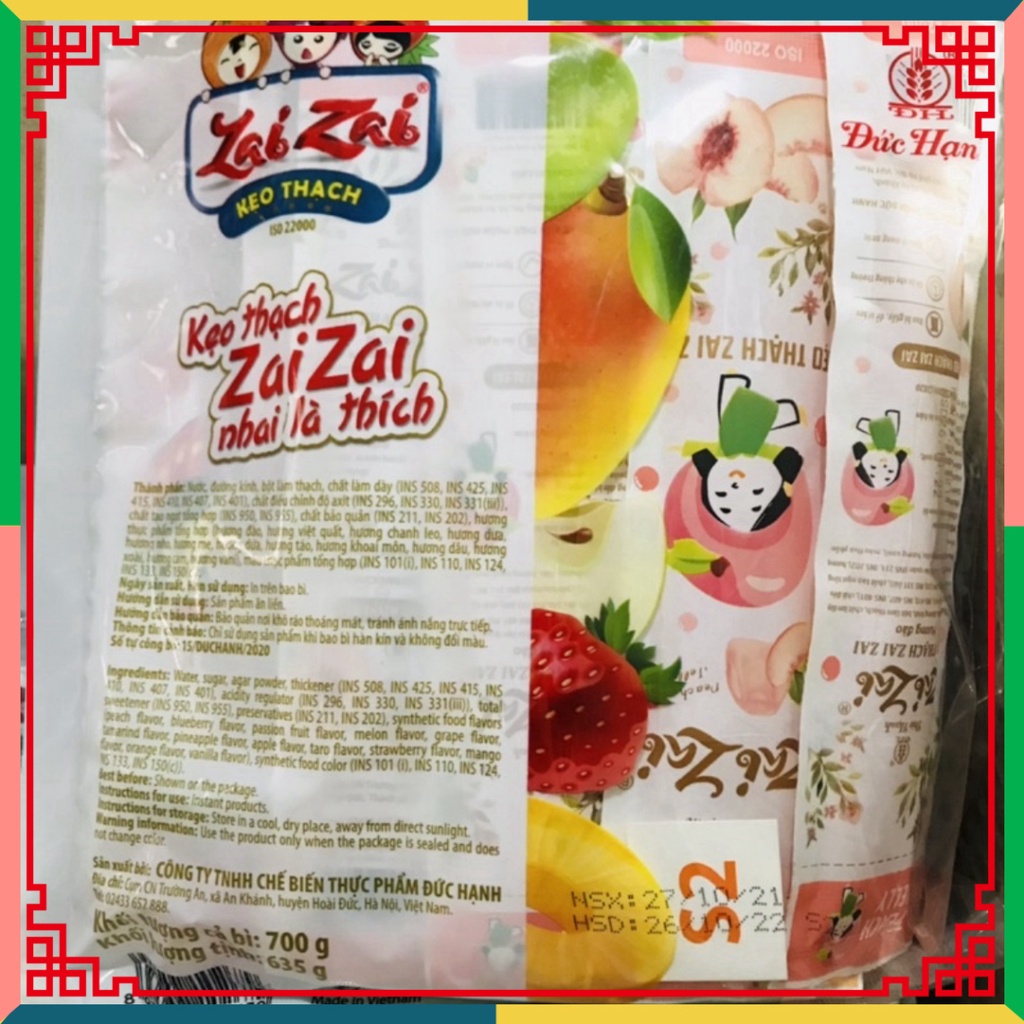 (HOT LIKE) Thạch Zai Zai tiết hạnh Thanh Dài Gói 700G (mẫu mới)
