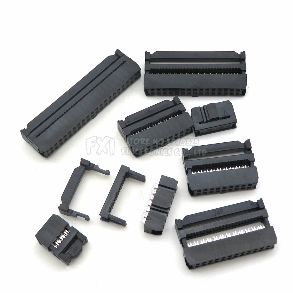 5pcs fc 6p 8p 10p 12p 8/10/12/14/16/18/20/24/26/30/34/40/50 pin 2.54mm pitch female idc socket connector ribbon cable connector
