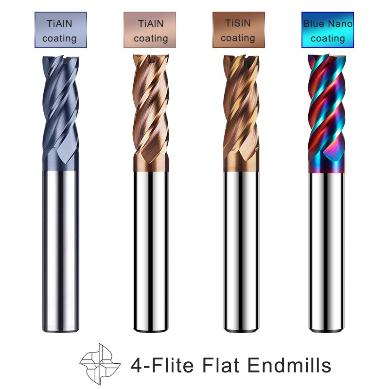 Azzkor 4-Flute Hrc50/55/65/70 Tungsten Steel Carbide Nano Coating Flate ...
