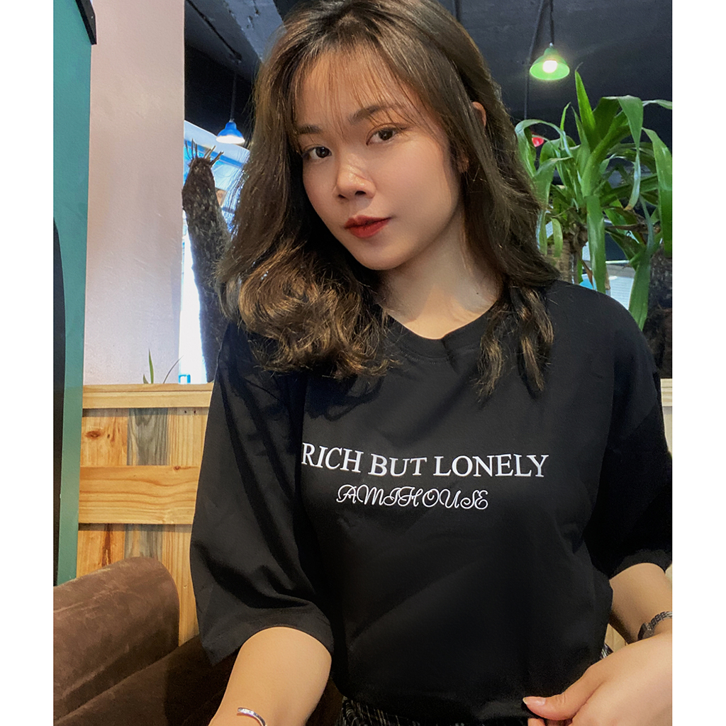 Áo thun AMIHOUSE form rộng RICH BUT LONELY