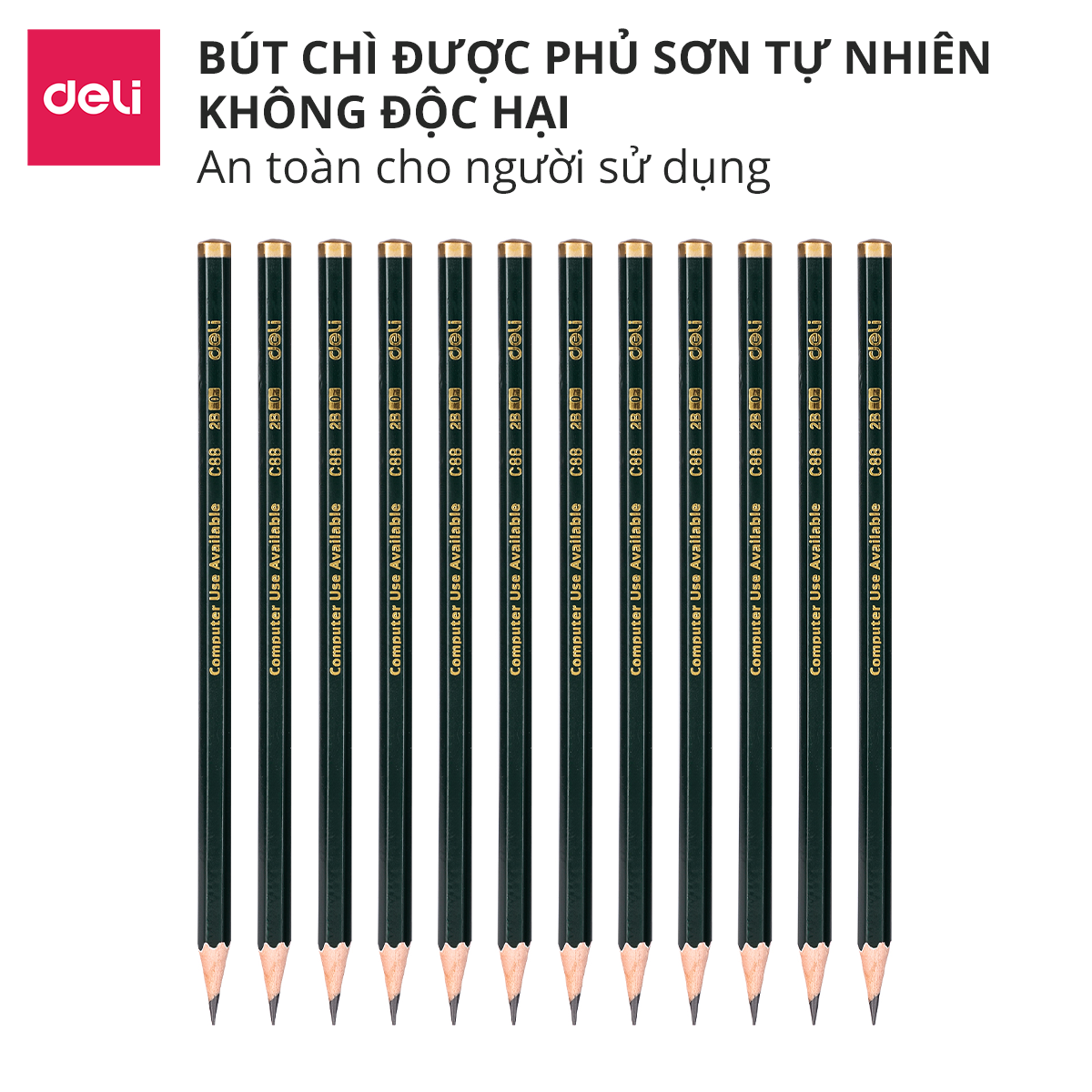 Combo 5 Chiếc Bút Chì Gỗ DELI 2B Nét Đậm - EC88-2B
