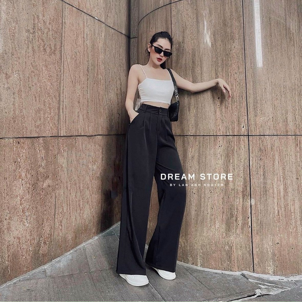 Quần ống rộng nữ lưng chun vải ruby cao cấp