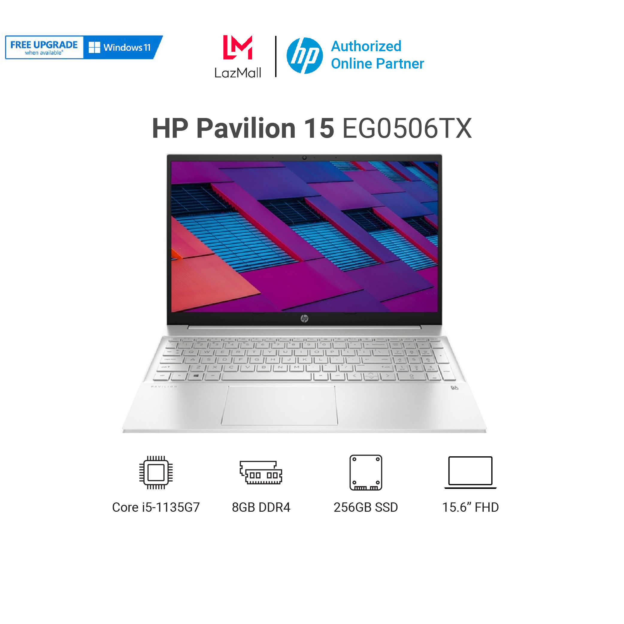 Laptop HP Pavilion 15-eg0506TX (46M05PA) i5-1135G7 | 8GB RAM | 512GB SSD | 15.6 FHD | BẠC | WIN 11