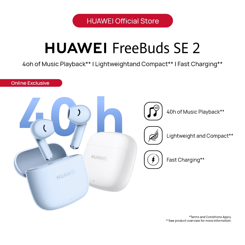  HUAWEI FreeBuds SE 2 Wireless Earbuds - 40Hour Battery Life  Earphones - Bluetooth in-Ear Headphones with IP54 Dust and Splash Resistant  - Compact Design & 3 Hours of Music with 10 Mins Charge : Electronics