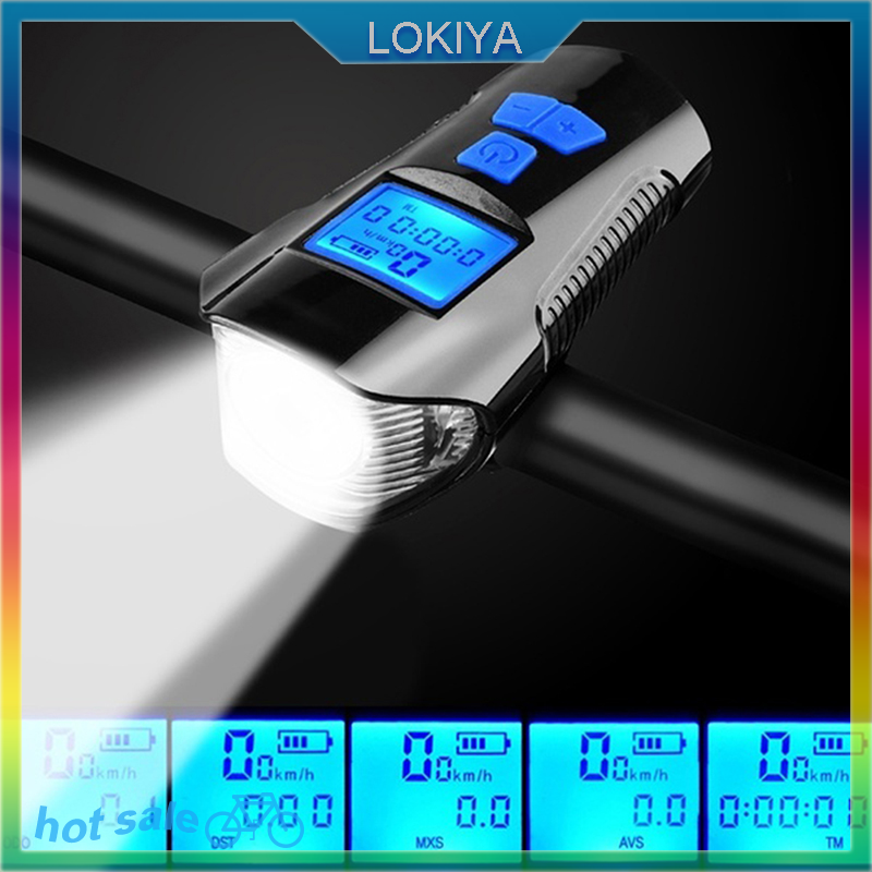 LOKIYA Đèn Xe Đạp USB đèn pin đồng hồ tốc độ xe đạp Đèn Pha Led phía trước xe đạp