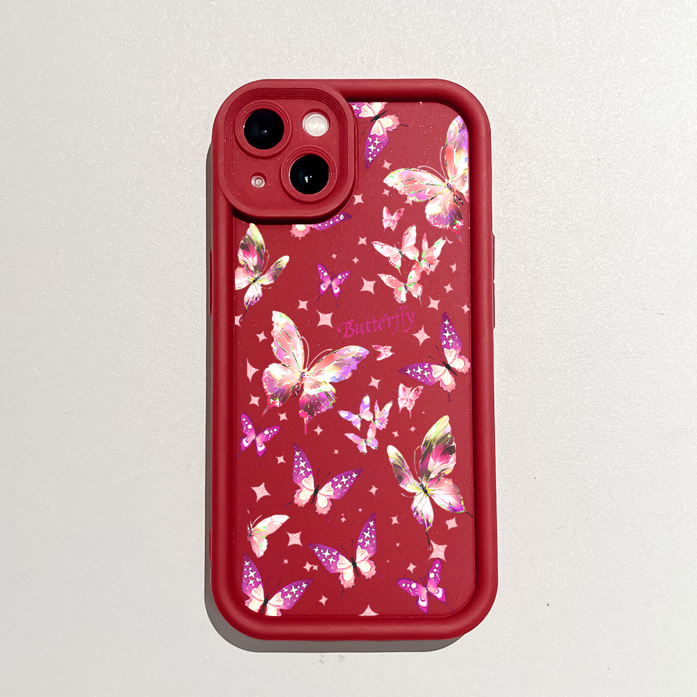 Hontinga for Infinix Smart 9 Hot 50i Mobile Phone Cover Pink Butterfly Pattern Case Ladder Soft Camera Protection Rubber Back Cover. 