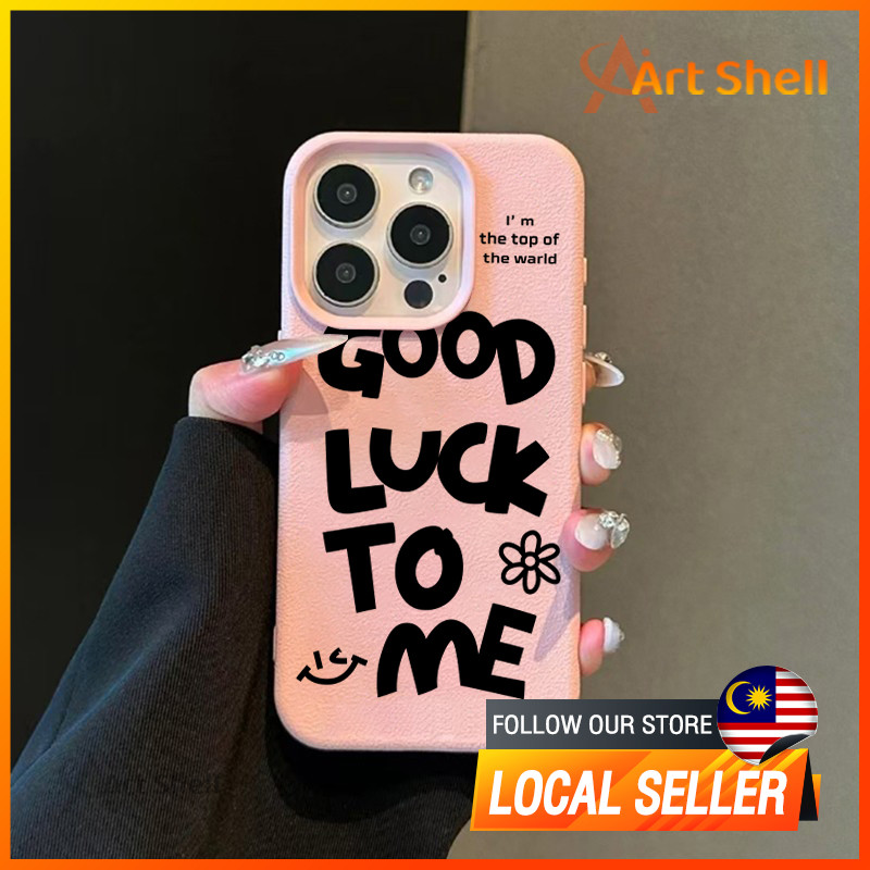 Coque Iphone 16 Wish Me Good Luck Design Blanc Et Noir_voghion.com