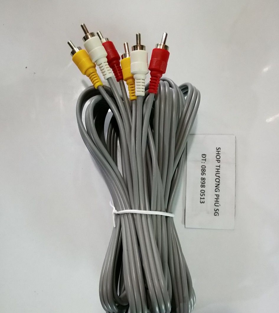 [HCM]Cáp âm thanh AV: 6 đầu AV - Hoa sen: - Cáp dài 5M