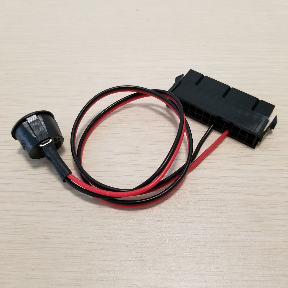 【VogueVenture】PC Server ATX PSU 24Pin Female Socket Starter Switch Button Power Cable 18AWG Wire Self-Lock Boat Shape 50cm diy. 