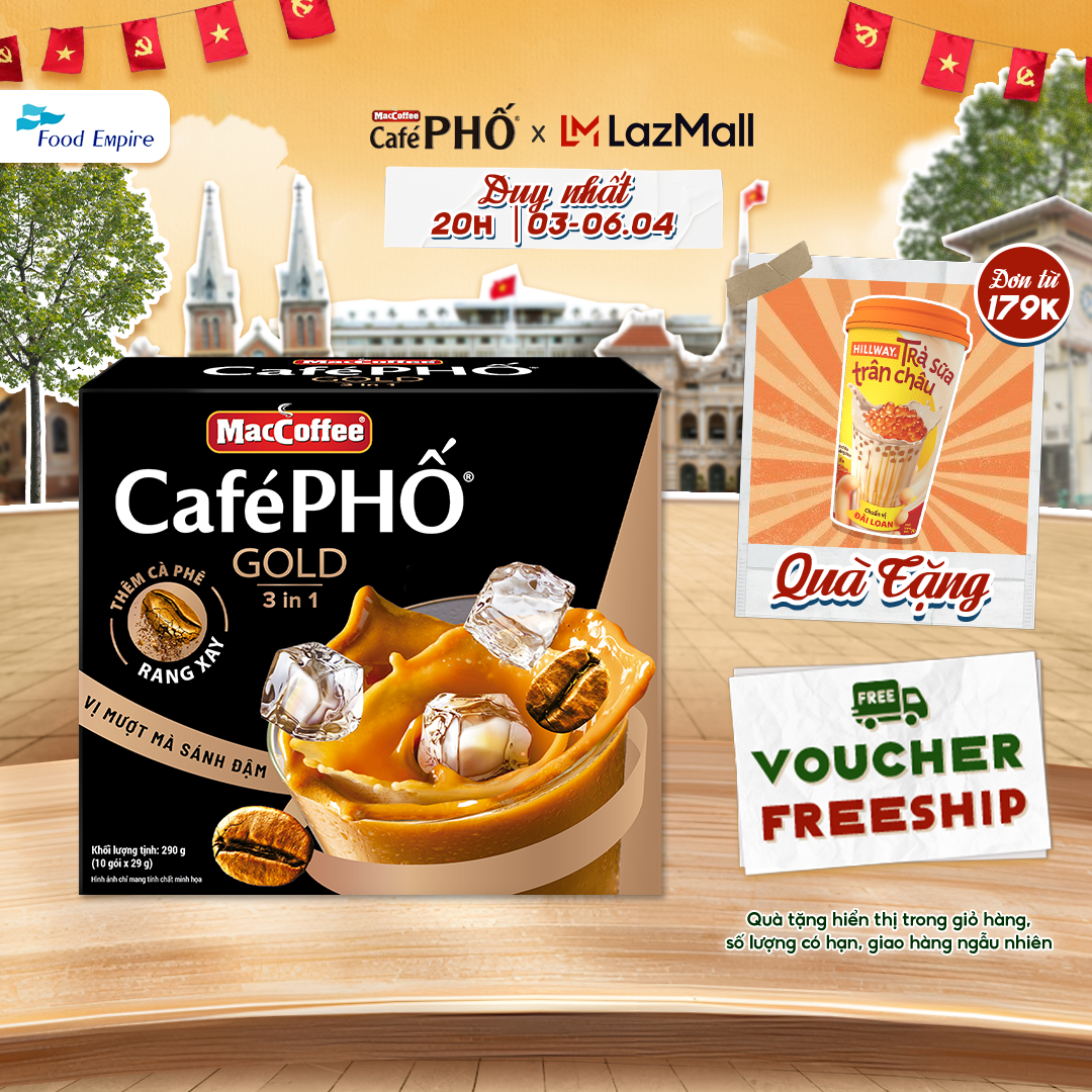 Hộp cà phê Phố sữa đá GOLD - MacCoffee (hộp 10 gói x 28g)