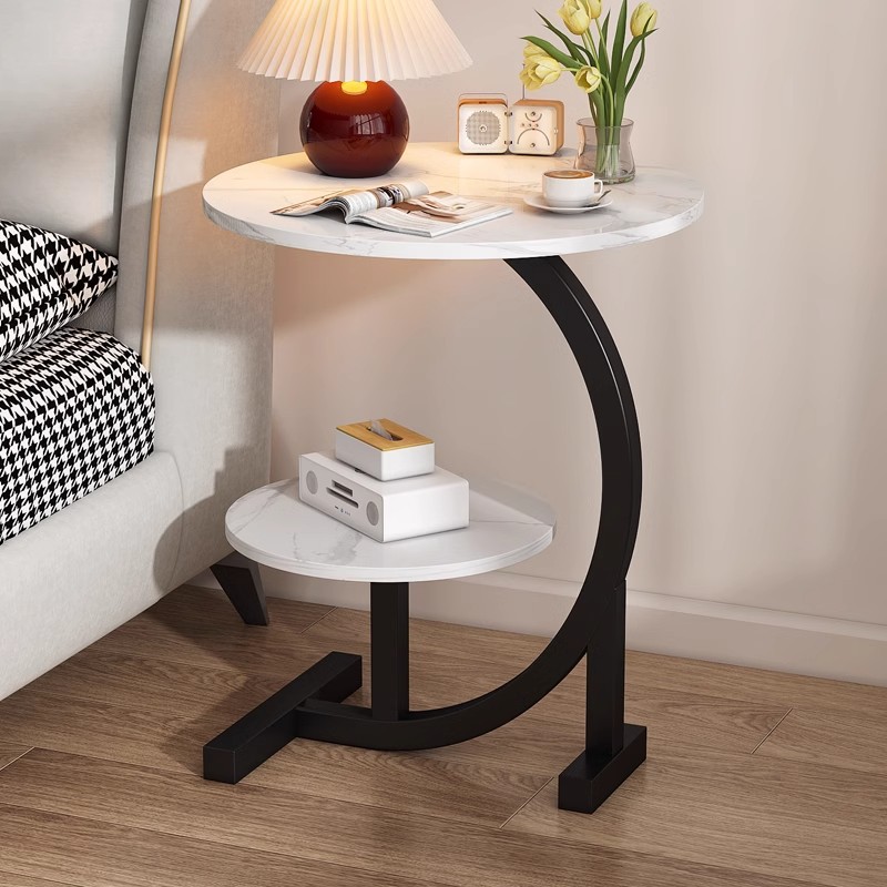 BEIDUOYANG Bedside table movable and simple small round table living room sofa bedroom bedside small coffee table household mini bedside table