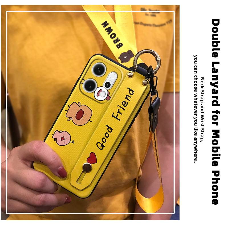 Cute Fashion Design Phone Case For OPPO Reno14 Pro 5G Soft case Durable Kickstand Back Cover Wristband Anti-dust Cartoon. 