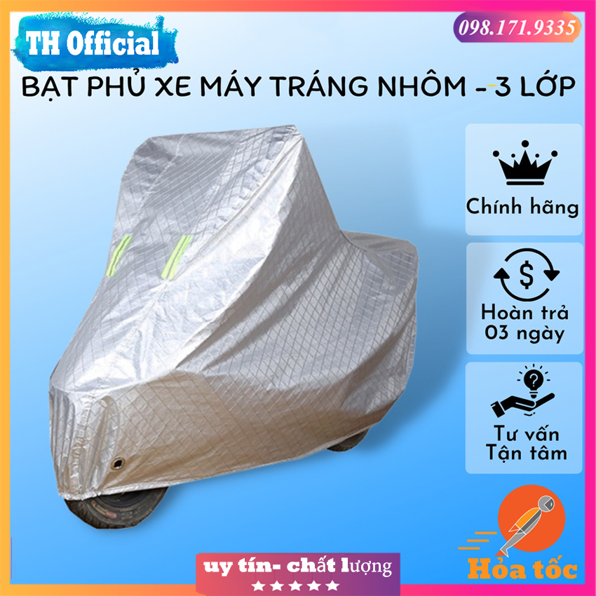(HÀNG LOẠI 1) Bạt Trùm Xe Máy 3D Tráng Nhôm Cao Cấp Che Mưa Nắng Cách Nhiệt Chống Tia UV Tránh Phai Màu Xe, Áo trùm xe máy tráng nhôm chống mưa nắng
