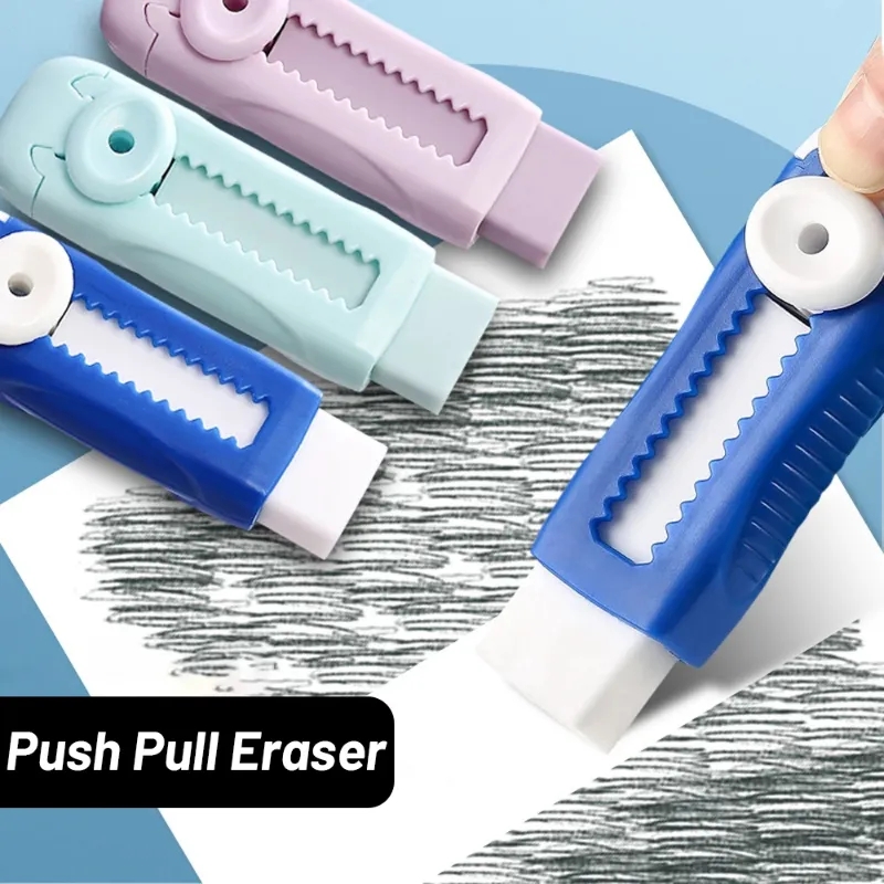 Rubber Erasers, Replaceable Core Push-pull Design Pencil Wiping Tool, Cartoon Telescopic Stretchable Eraser Kids Gift