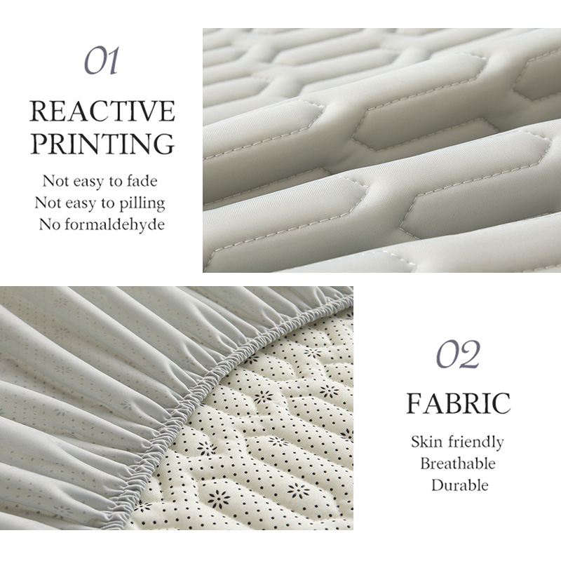 Dansunreve Plain Cooling Fittedsheet Soft Latex Bedsheet Icy Green Blue Grey Mattress Protector