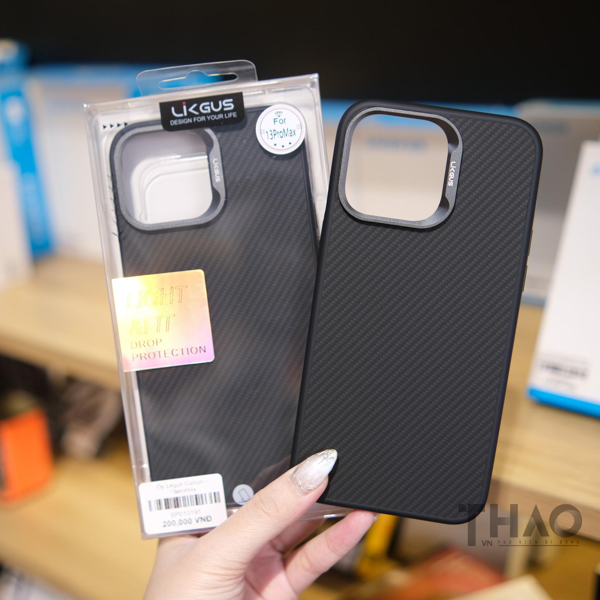 Ốp lưng Likgus vân Carbon chống sốc dành cho iρhone