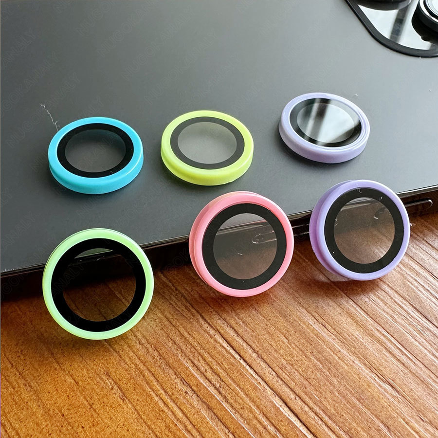 For IPhone 16 Pro Max 15 Pro Max 15 Plus Luminous Back Camera Lens Metal Ring Screen Protector Full Cover Rear Lens Tempered Glass Film Guard for IPhone 15 Plus 14 Pro Max 11 12 13 Mini