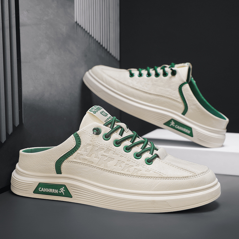 EIFAK Giày Da Trắng Đẹp Nam,giày Sục Nam Thể Thao, Giày Sneaker Nam Đẹp 2024 Giày Nửa Gót Nam Trắng,Giày Lười Vải Lanh Thoáng Khí Thời Trang Mùa Hè Cho Nam