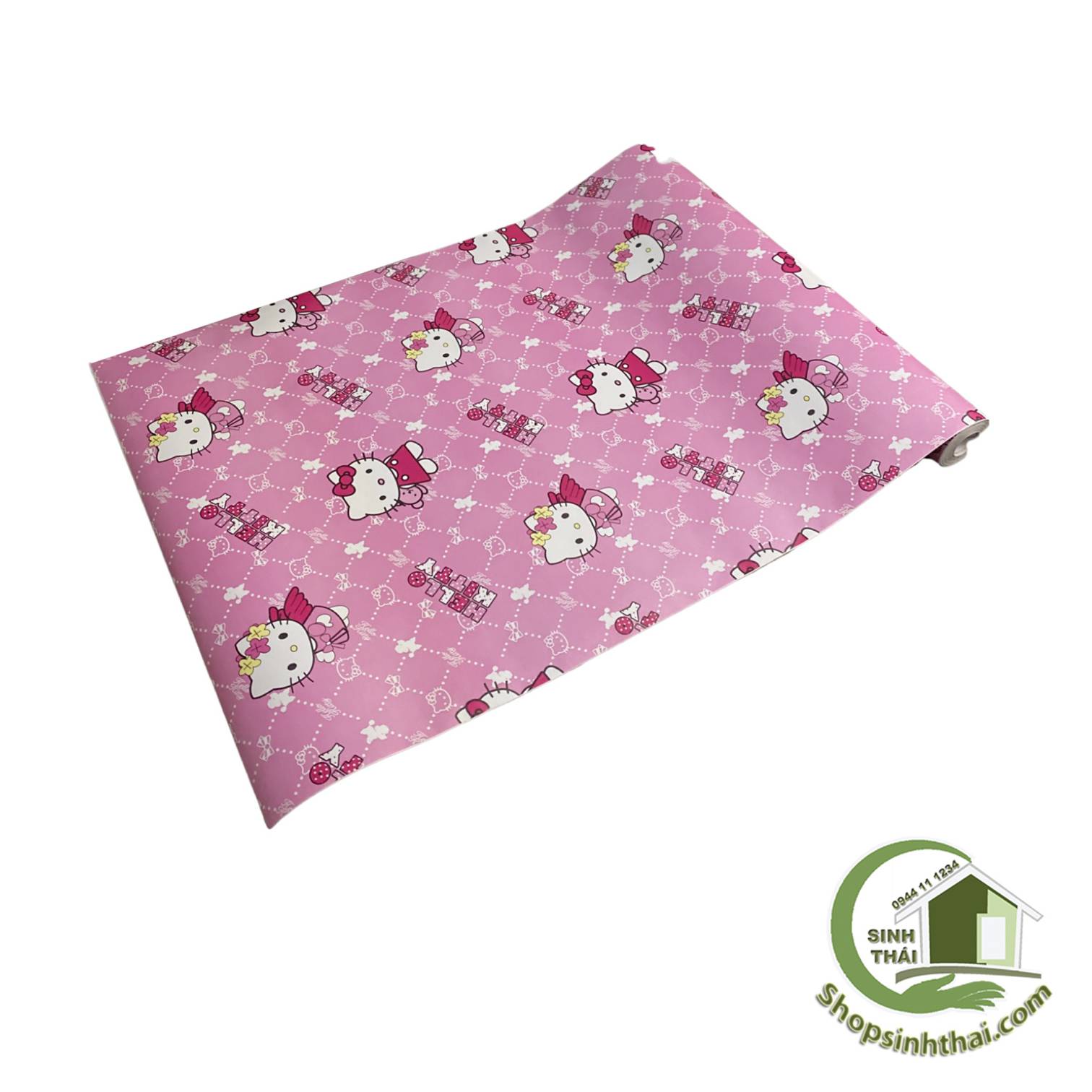 Cuộn giấy decal dán tường hello kitty màu hồng [ cuộn 10 mét x khổ 45cm ]