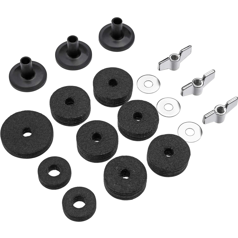 18 Pieces Cymbal Replacement Accessories Cymbal Felts Hi-Hat Clutch Felt Hi Hat Cup Felt Cymbal Sleeves With Base Wing Nuts And Cymbal Washer