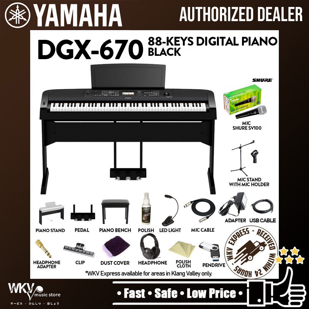 Yamaha DGX-670 Portable Digital Grand Piano Bundle with Stand