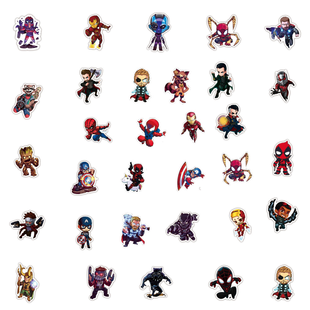 10/30/50/100PCS Disney Marvel The Avengers Cute Super Hero Cartoon ...