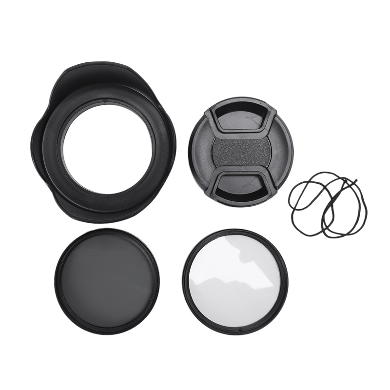 (KWVJ) UV Filter Kit 58mm for 700D 100D 600D 1200D Lens Hood Cap