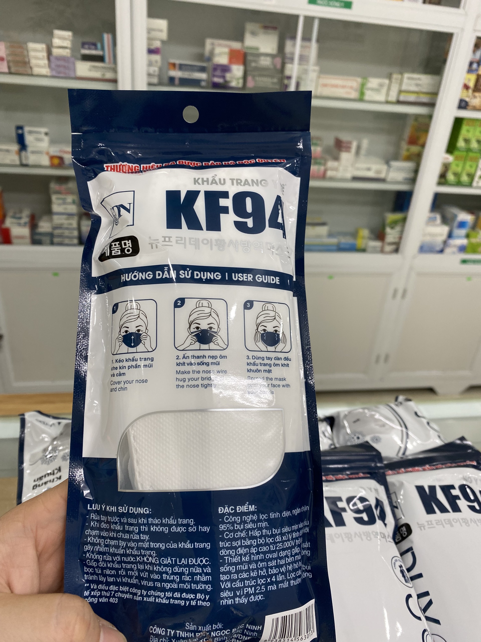 Khẩu trang kf94 Duy Ngọc (chính hãng) Kháng khuẩn, kháng bụi, không dính son - 1 túi 10 chiếc