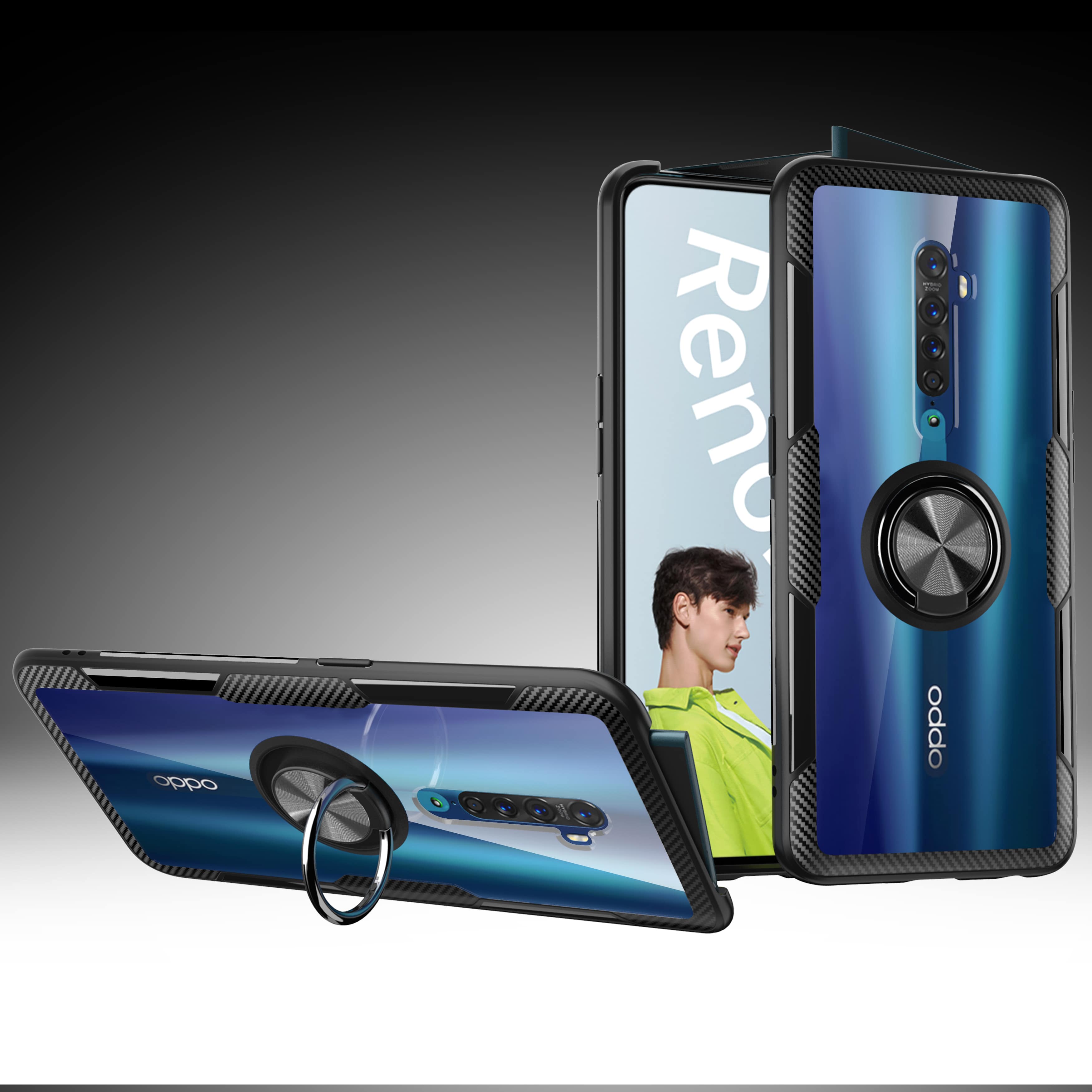 Ốp lưng Oppo Reno 10x Zoom chống sốc giá đỡ xem phim lưng trong viền màu