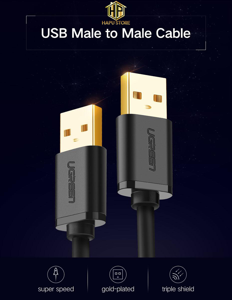 Dây USB 2 đầu đực Ugreen 10310 dài 1.5m - Cáp USB 2.0  - Hapuhouse