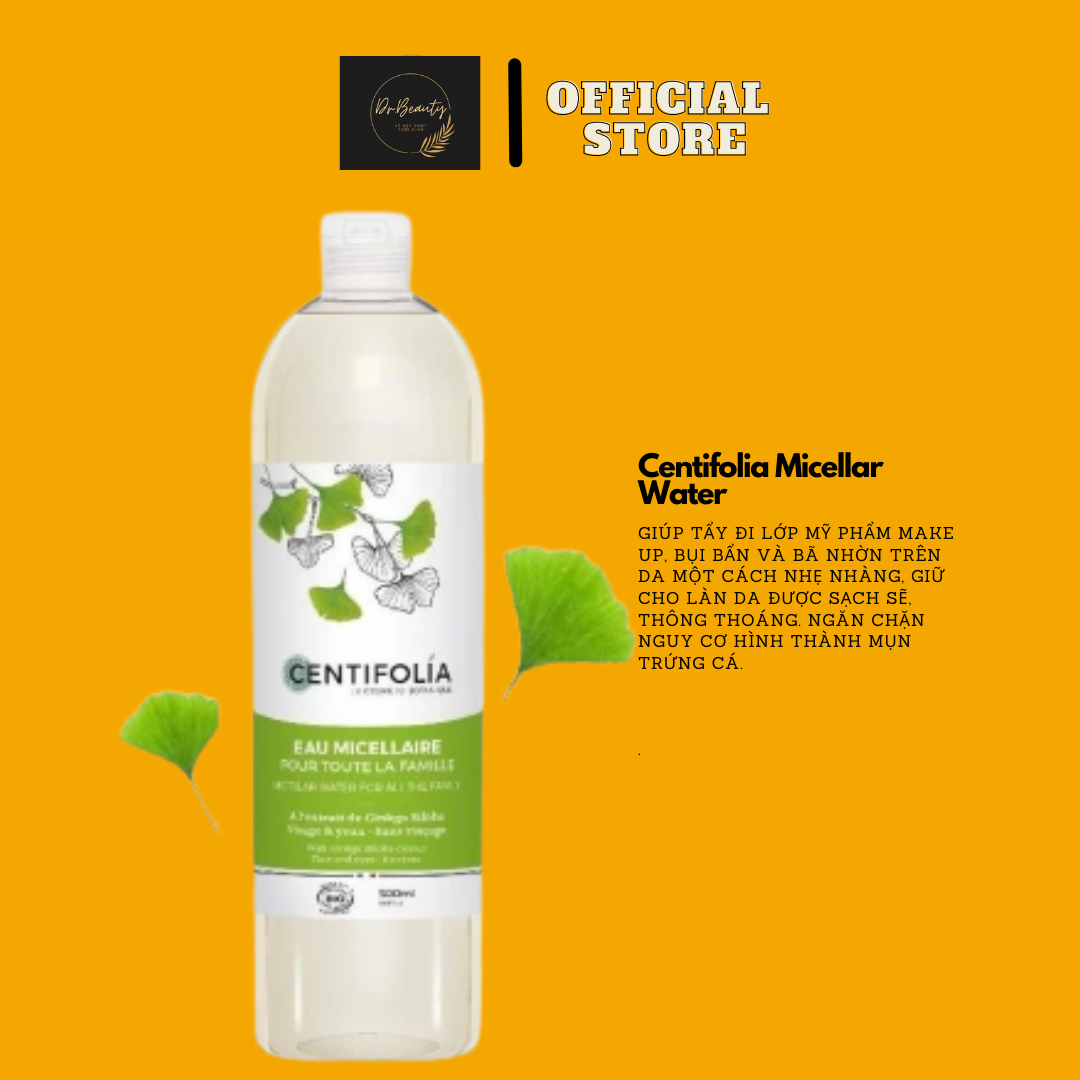 Nước tẩy trang rau má Centifolia Micellar Water Làm Sạch Sâu, Cấp Ẩm Dịu Da - 500ml
