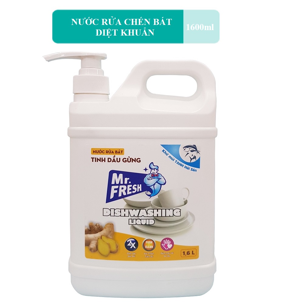 Nước rửa chén bát siêu sạch Mr Fresh 1,6L Tinh Dầu Gừng