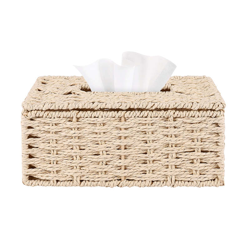 Rattan Tissue Box, Vintage Napkin Holder, Case Clutter Storage Container Cover, Living Room Desk Decoration