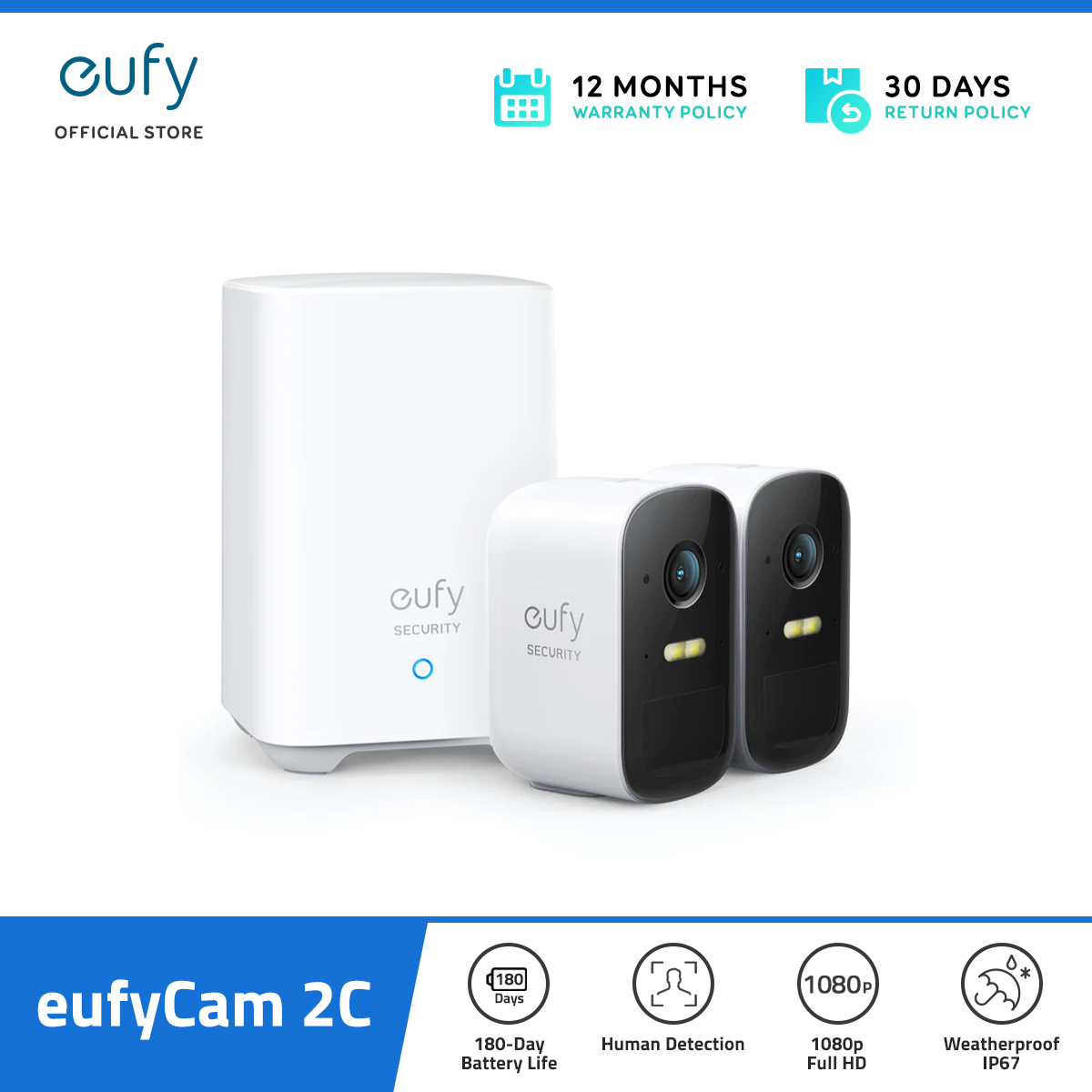 eufy Security eufyCam 2C Wireless Home Security Protection 180-Day Battery  Life HomeKit Compatibility 1080p HD
