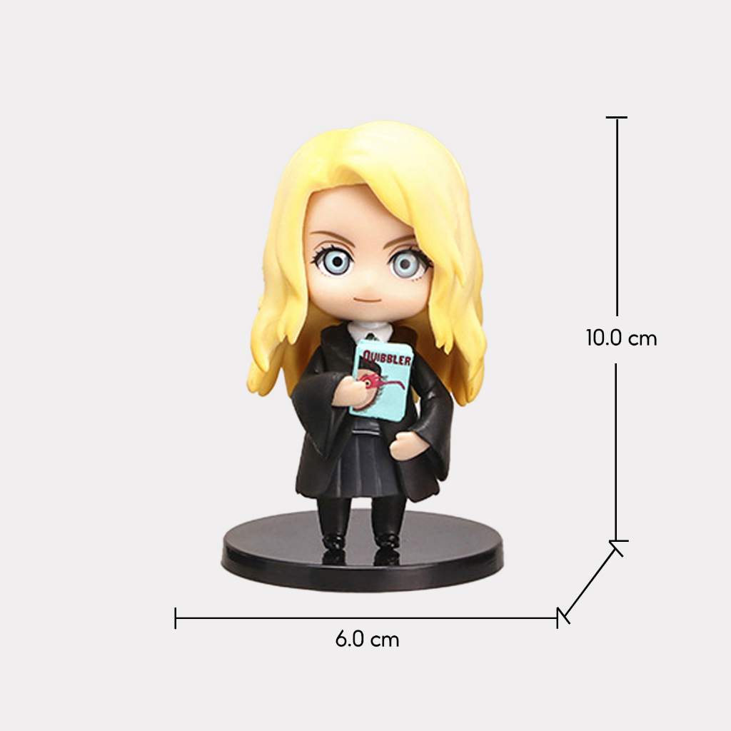Bộ mô hình chibi gồm 6 nhân vật trong truyện Harry Potter Ron Weasley Hermione Draco Malfoy Luna Lovegood Cao 10cm