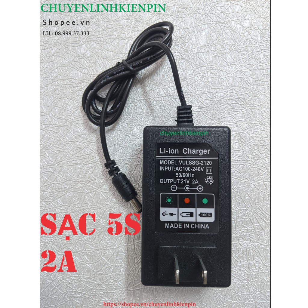 Sạc 5s 21v 2A,tự ngắt (1 dây),có đèn báo đầy ( BL64 152 )