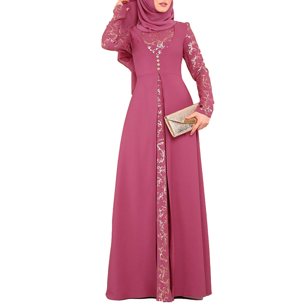 Party Elegant Muslim Women Long Sleeve Kaftan Maxi Dress without Hijab For Ladies enchantment Dresses Hot. 
