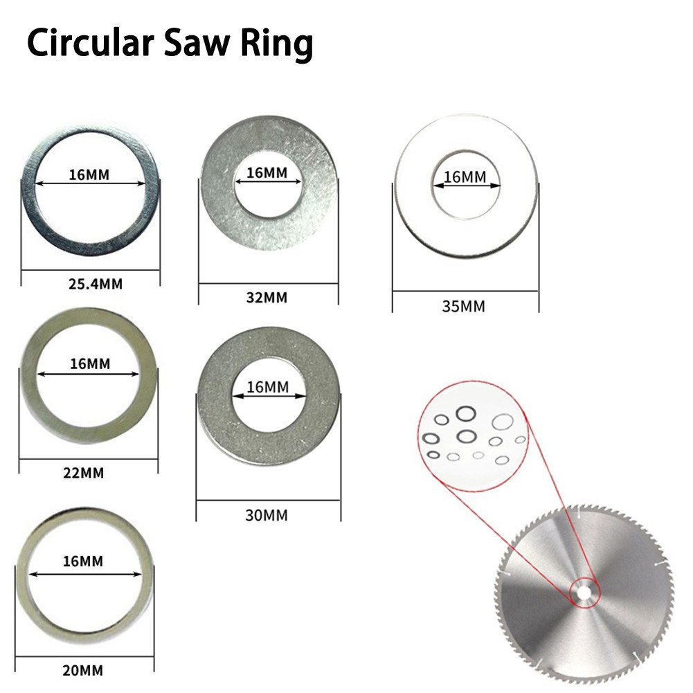 【LALA】 6pcs Set Circular Saw Ring For Circular Saw Blade Reduction Ring Conversion Ring Durable And Long Service Life 【Ready Stock】