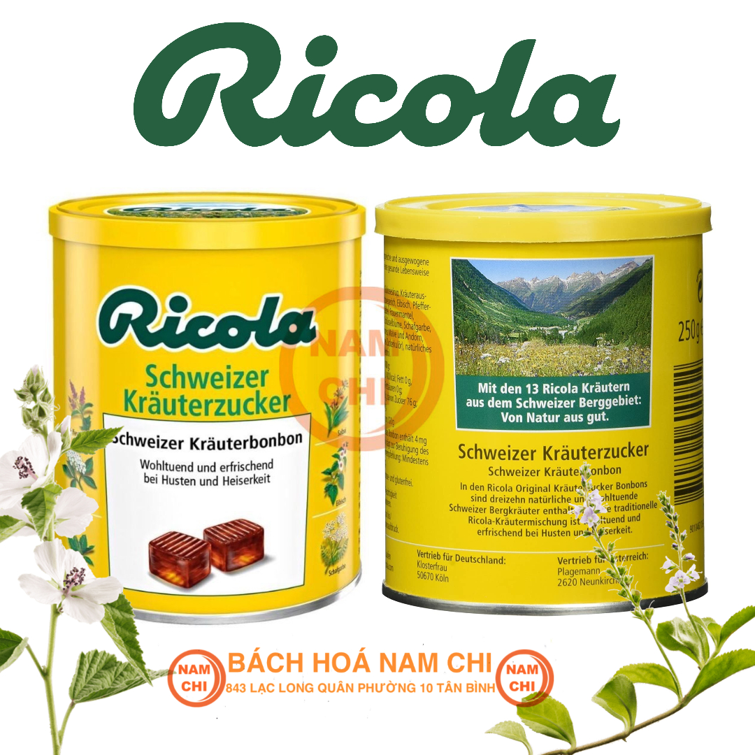 Kẹo thảo mộc ricola chiết xuất 13 loại thảo mộc hộp 250g - đức