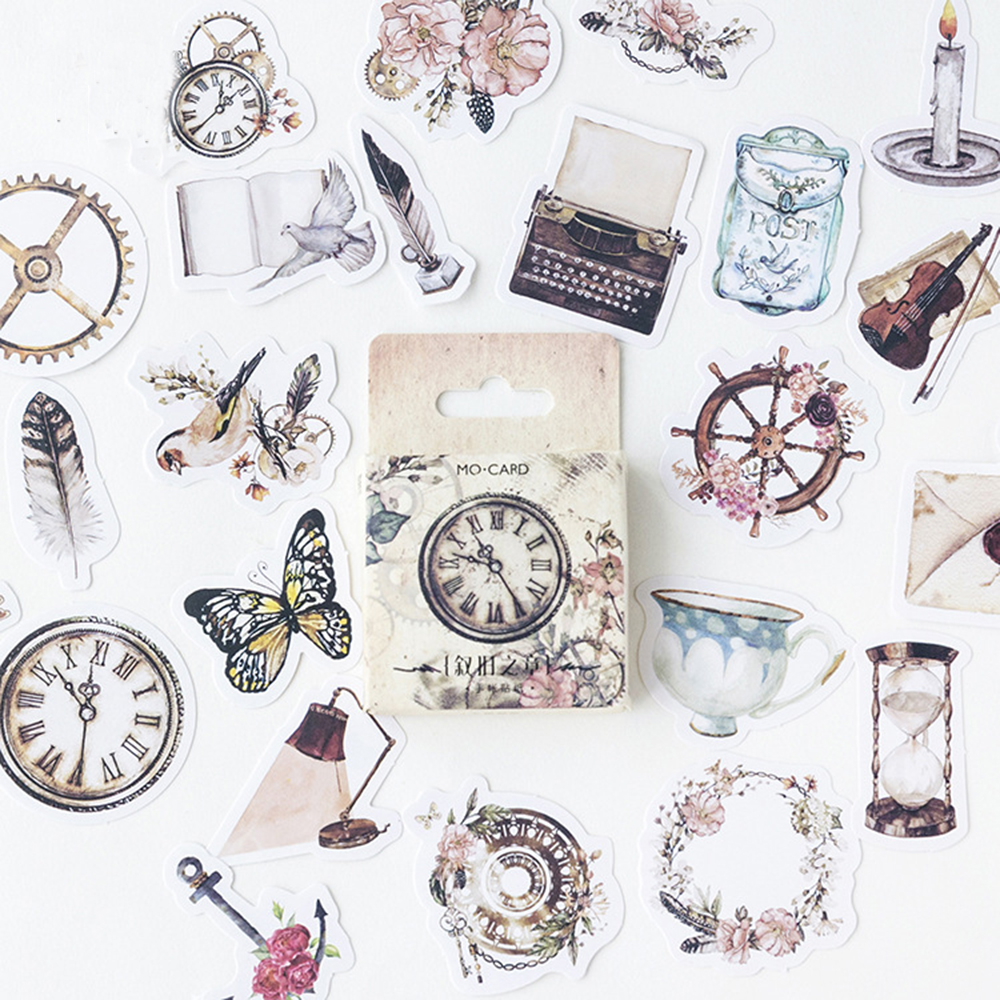MMLUCK 46pcs Adhesive Paper Crafting Paper Diary Decor Graffiti Stickers Scrapbooking Decal Label