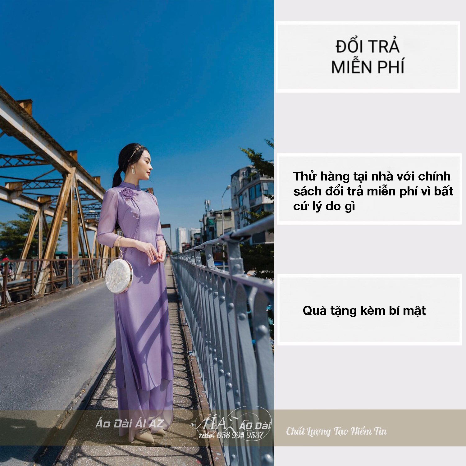 Áo Dài Cách Tân Nữ Thủ Công 4 Tà AD40