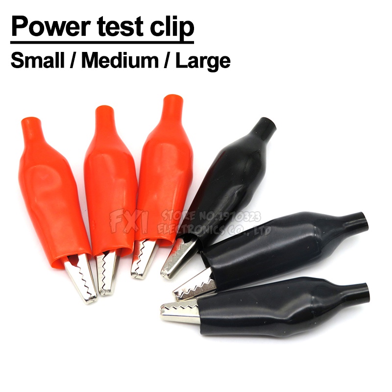 10PCS 45MM Alligator Clip Crocodile Electrical Clamp Testing Probe Meter Black Red with Plastic Boot Power test clip integrated circuit