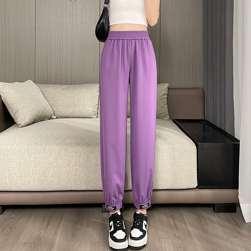 Ice Silk Casual Pants for Women's Summer New Thin High Waist Pants Fashion Loose Large Size Halen Pants