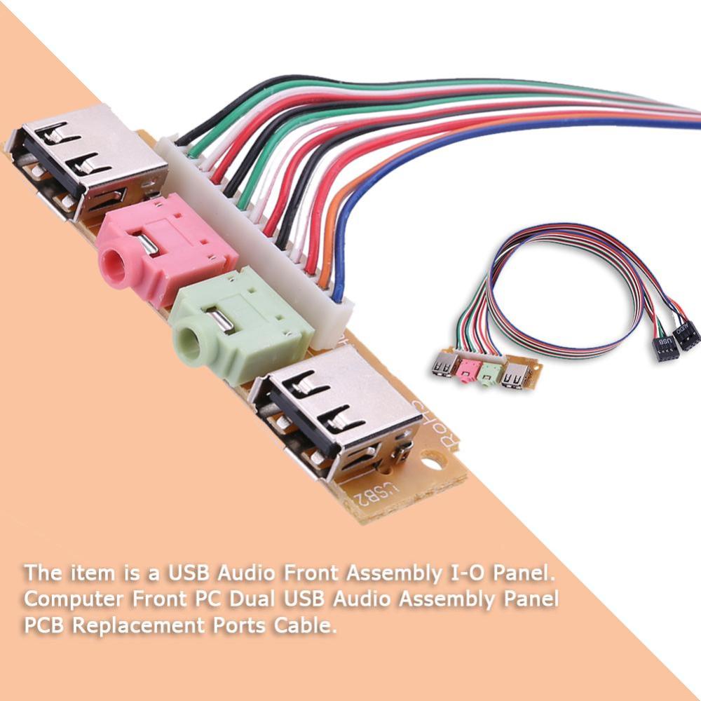 2 USB 2.0 Ports PC Computer Case Front Panel USB Audio Mic Earphone Cable