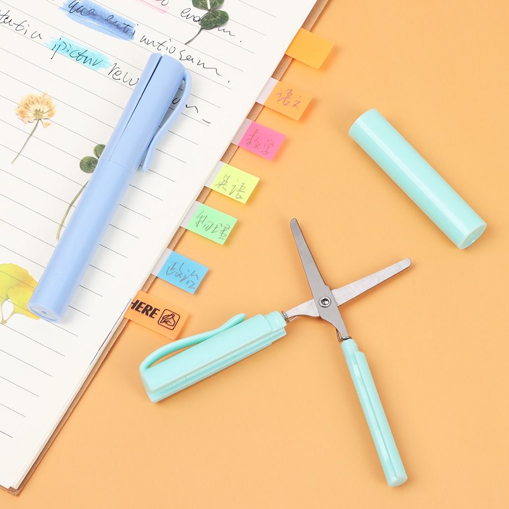 5 Color Kids Paper-Cutting DIY Stationary Folding Scissor Pen Shape ...