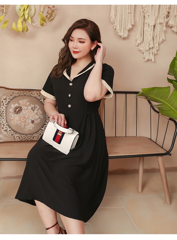 Đầm xòe cổ bẻ bigsize cao cấp - BS322ee