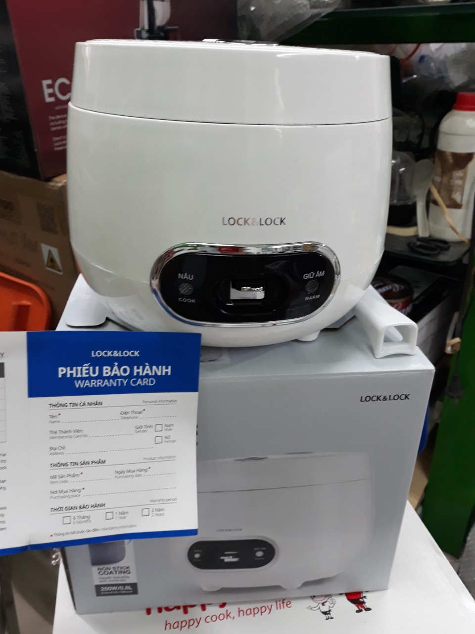 NỒI CƠM ĐIỆN MINI DUNG TÍCH 0.8L LOCK&LOCK-EJR426WHT