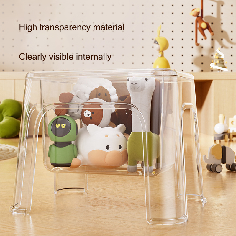 KS Plastic bench Storage plastic cabinet Multifunctional storage stool Transparent shoe changing stool Household thickening Storage bucket