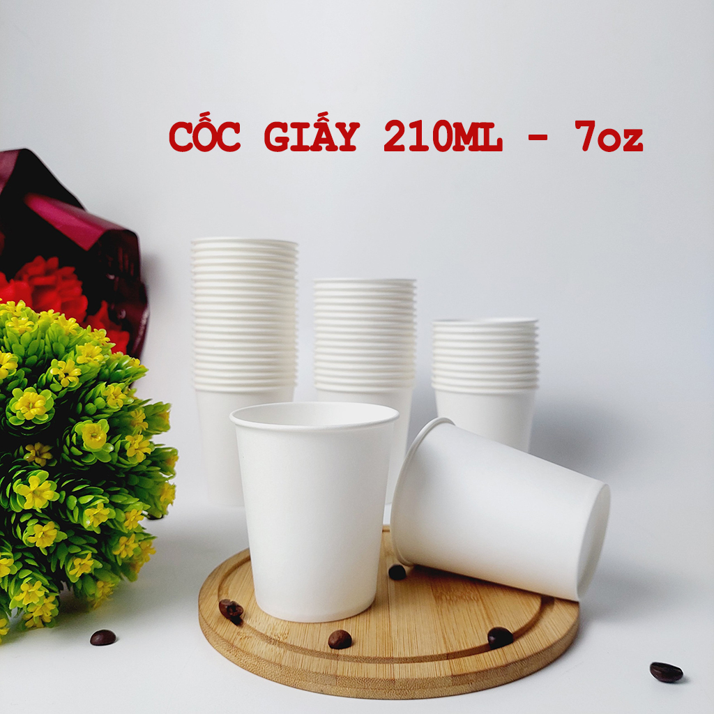 Set 50 chiếc cốc giấy 210ml size 7oz hàng cao cấp hàn quốc