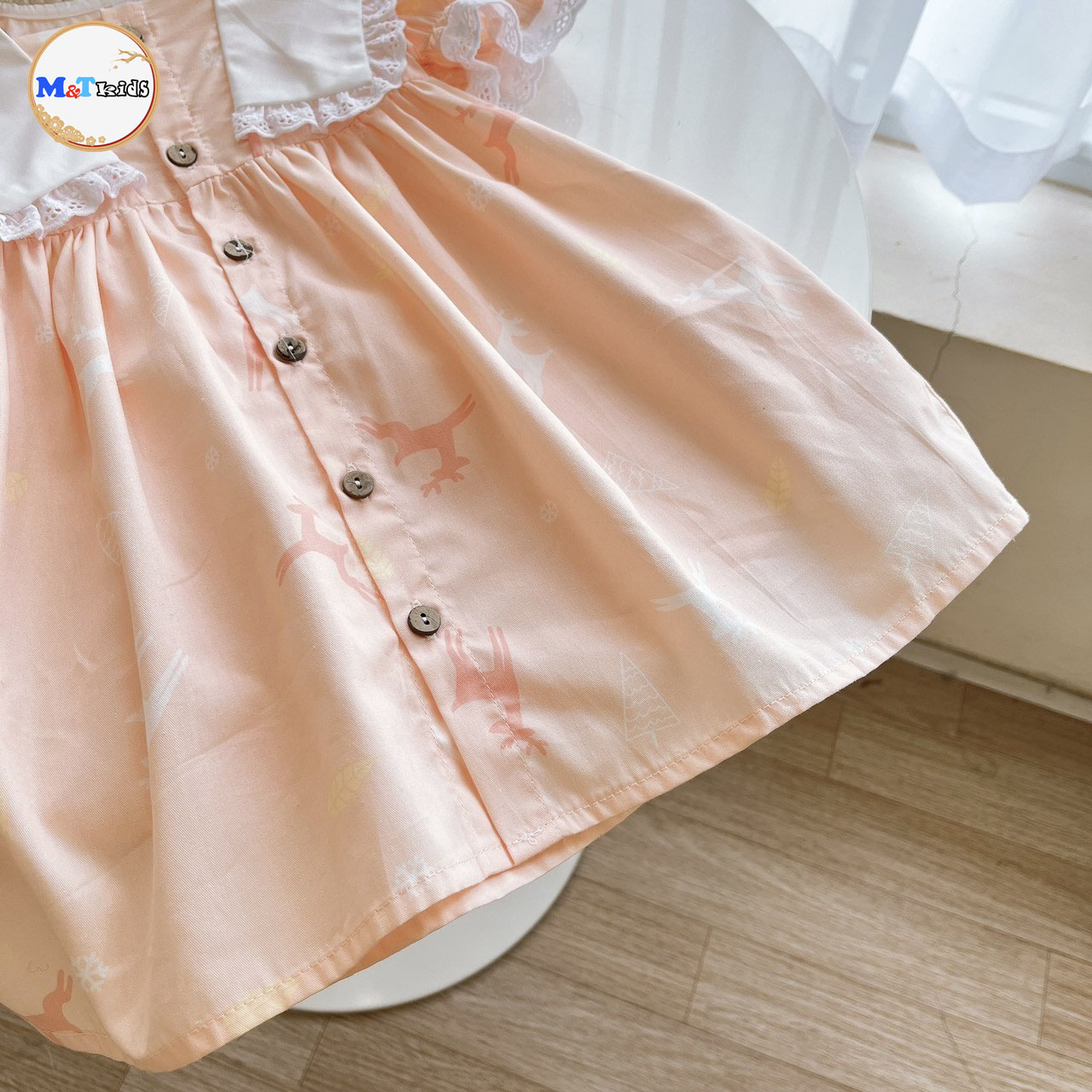 VÁY BÉ GÁI THÔ LỤA PHỐI CỔ CÁCH ĐIỆU - MT5448